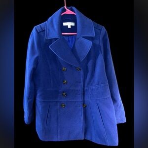 Liz Claiborne New York Cobalt Blue Double Breasted Pea Coat - Size Large